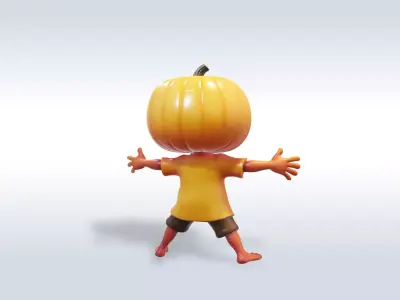Cheerful Pumpkin Boy Character 3D Model 3D model