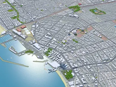 Torrance California USA 30km Low-poly 3D model