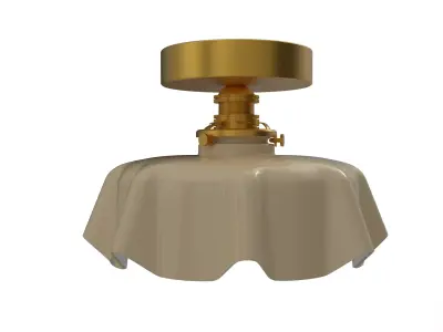 Vintage Brass Ceiling Light Fixture with Glass Shade  Low-poly 3D model