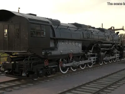  Worn Locomotive Rigged for Cinema 4D 