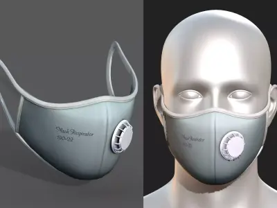 Gas mask protection futuristic technology respirator  Low-poly 3D model