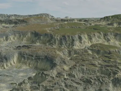 Grassy Hills Mountains Landscape 3D model