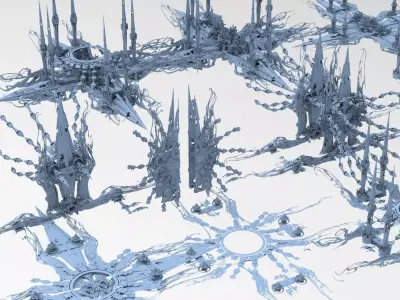 Sci fi Orchid city structure collection 1 3D model