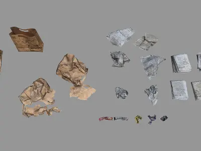 Paper Trash PBR Game Ready Low-poly 3D model
