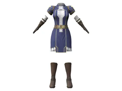 Female Steampunk Cosplay Dress Outfit Low-poly 3D model