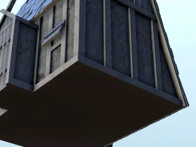 Viking house with high roof and big chimney 1 3D print model