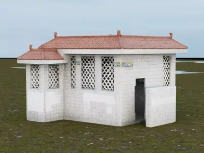 modern Chinese-style public restroom Low-poly 3D model