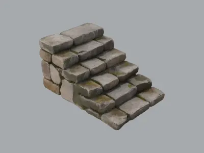 Stone staircase Low-poly 3D model order