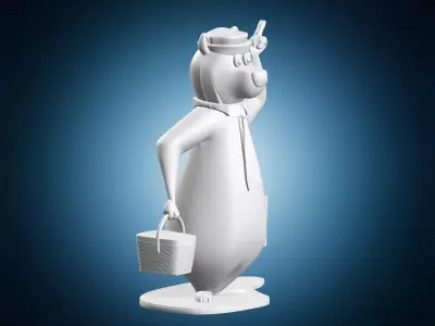 Yogi Bear with Picnic Basket Miniature 3D print model