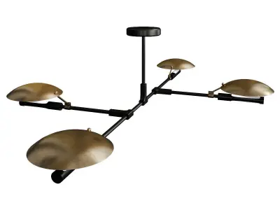 Aventura three - light brass ceiling fixture 3D model