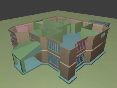 Suburban House mansionette 3D model