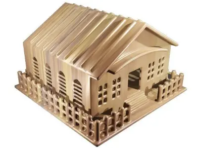 Elegant Wooden House Low-poly 3D model