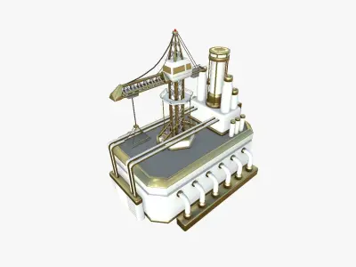 SciFi Factory A11 Gold - Sci Fi Exterior Design Low-poly 3D model