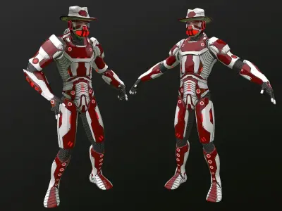 Spacecowboy Lowpoly rigged Low-poly 3D model