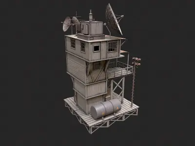 Post Apo Wooden Platform Structure 1 Low-poly 3D model