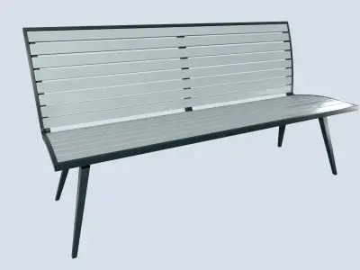 Street bench low poly pbr game ready Low-poly 3D model 3