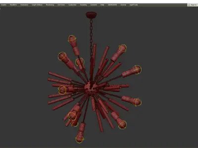 12 Light Sputnik Chandelier Low-poly 3D model