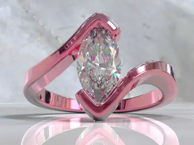 Marquise shape tension style engagement ring 3D print model