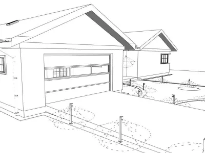 simple double barn one story house model 3D model