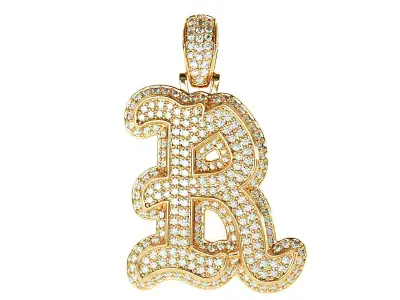 Tattoo fonts R alphabet pendent 3D print model