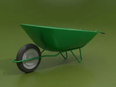 Industrial Wheelbarrow Low-poly 3D model