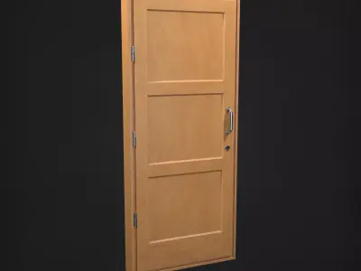 Wooden door Low-poly 3D model 8