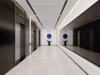Futuristic Corridor - Elevator Lobby 3D model