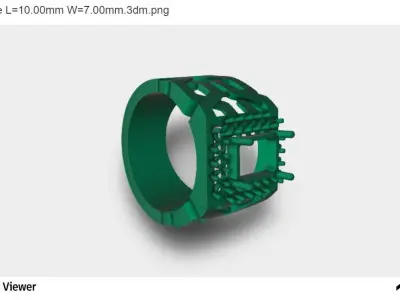 Men Ring With Emerald Cut Center Stone 3D print model