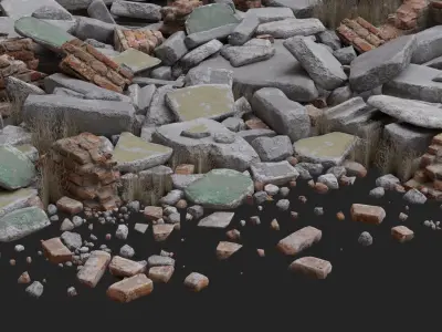 Building Debris Kit Low-poly 3D model