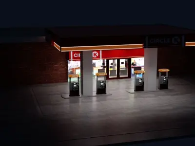 Petrol Gas Station Low Poly Low-poly 3D model