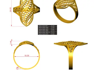 gold ring 22k light weight 3D print model