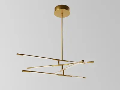 Saber LED Multi Arm Chandelier Gold 3D model