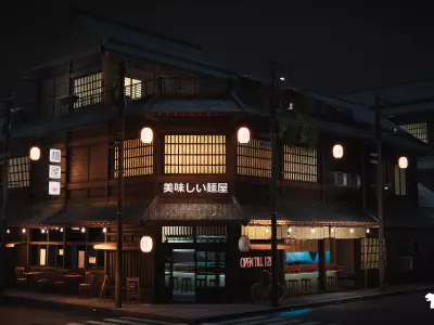 Ramen Restaurant Environment Low-poly 3D model