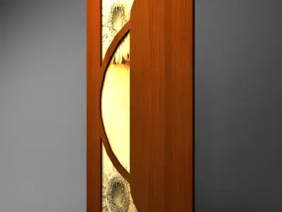 Door wooden with abstract design 3D model