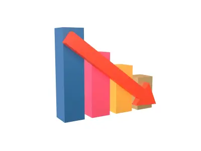 Bar Chart Decrease Icon v1 004 Low-poly 3D model