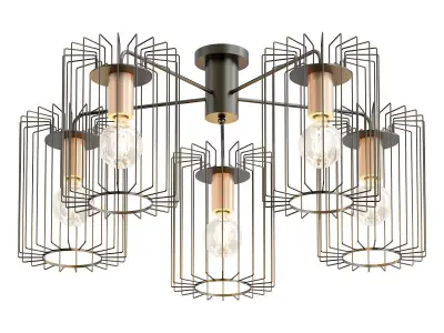 rivoli-elke-5077-305-b0051241 six light caged ceiling fixture 3D model