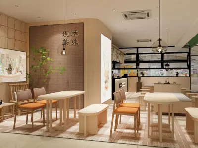 coffee shop Low-poly 3D model