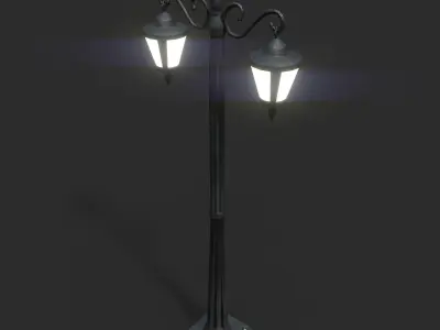 Double Lamp Post 1 Low-poly 3D model