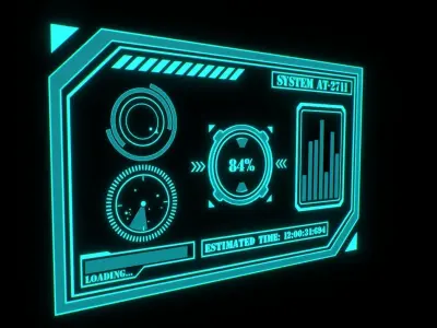 Sci-fi HUD Screen Animated Low-poly 3D model