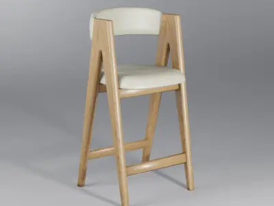 Wooden Bar Stool - Wooden Chair - Low Poly -  Game Ready - PBR Low-poly 3D model