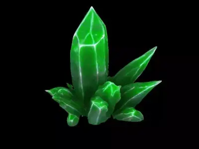 Green Grass element Crystal Gem Low-poly 3D model