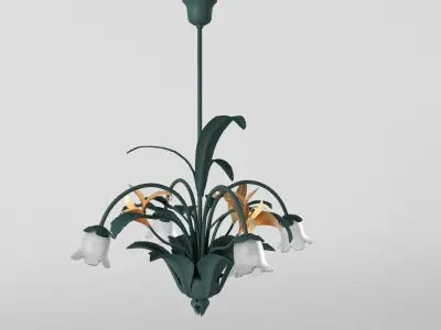1980s Floral Ceiling Lamp 3D model