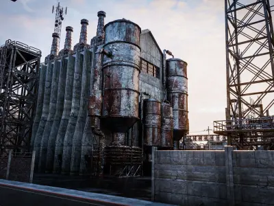 INDUSTRIAL SCIFI BUILDING 02 Low-poly 3D model