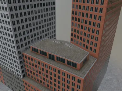 Den Haags Twin Towers Low-poly 3D model