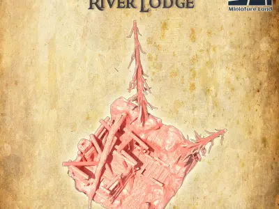 Ruined River House Tabletop Terrain 28 MM 3D print model