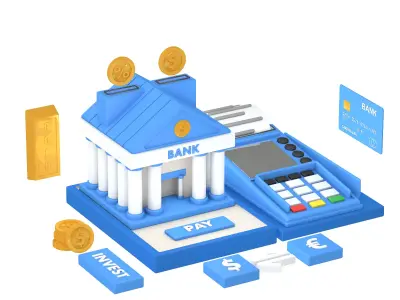 Bank Terminal Finance Low Poly Animated Low-poly 3D model