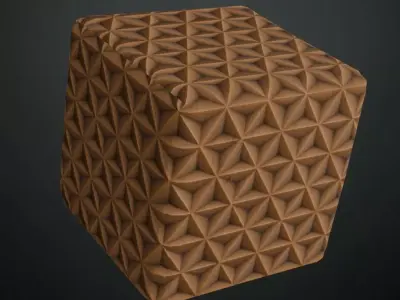 Geometric Pyramid Carved Wood Panel PBR Seamless Texture