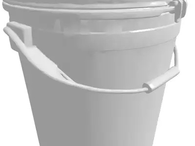 White Plastic Utility Bucket with Lid Low-poly 3D model