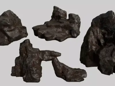 Rock Set Low-poly 3D model 5