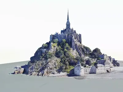 St Michaels Mount-Mont Saint Michel Low-poly 3D model